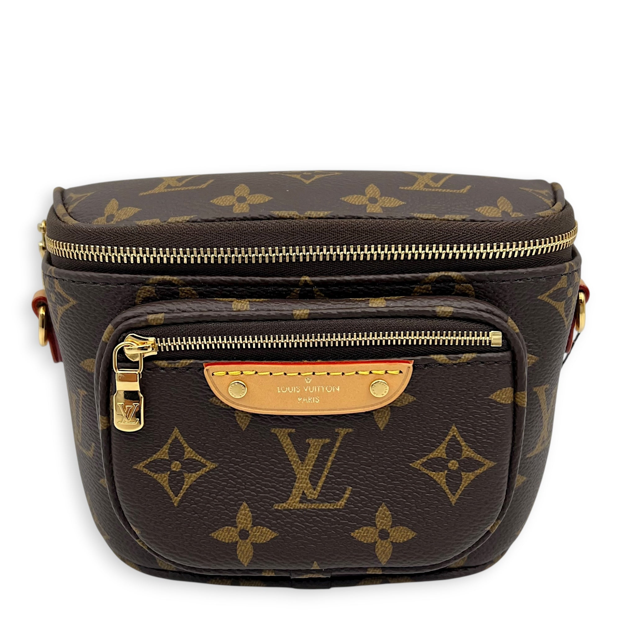 BumBag Belt Bag Mini Brown in Monogram Coated Canvas, Gold hardware