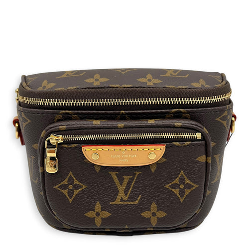 BumBag Belt Bag Mini Brown in Monogram Coated Canvas, Gold hardware