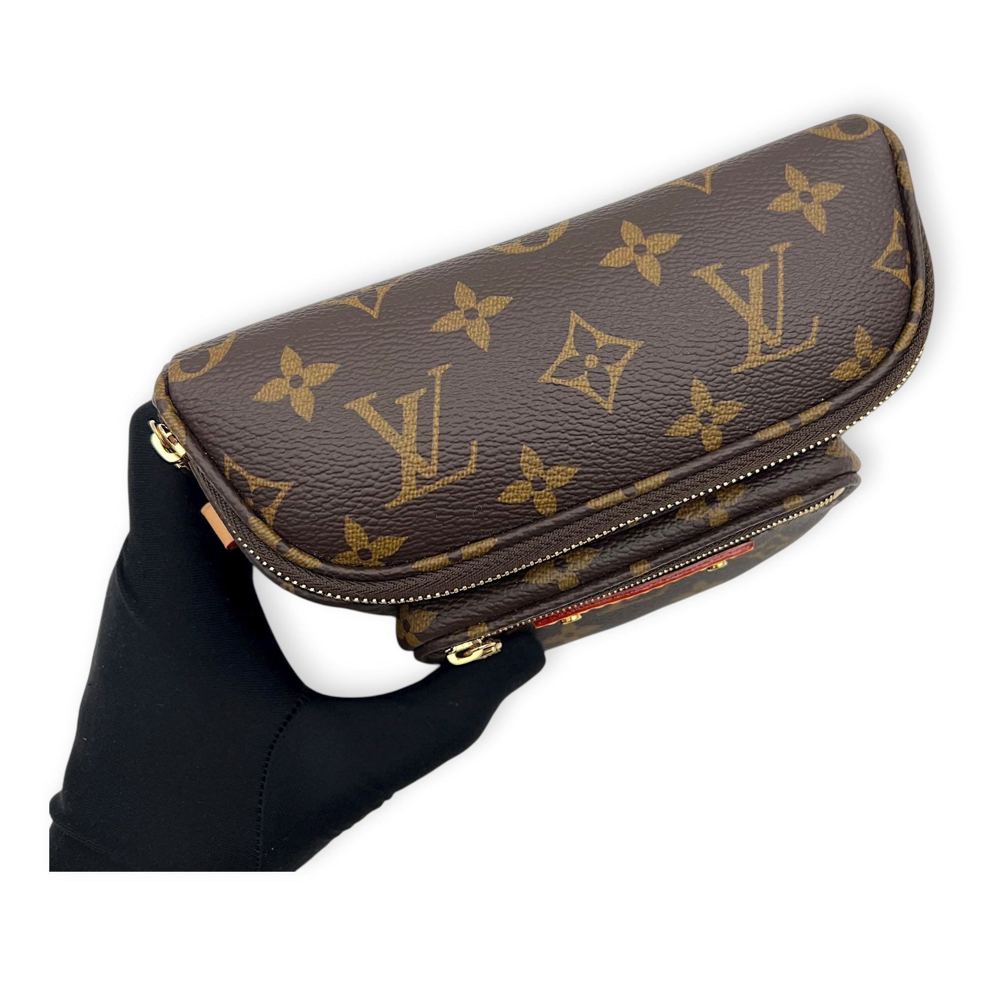 BumBag Belt Bag Mini Brown in Monogram Coated Canvas, Gold hardware