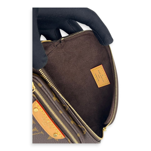 BumBag Belt Bag Mini Brown in Monogram Coated Canvas, Gold hardware