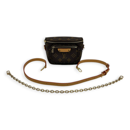 BumBag Belt Bag Mini Brown in Monogram Coated Canvas, Gold hardware