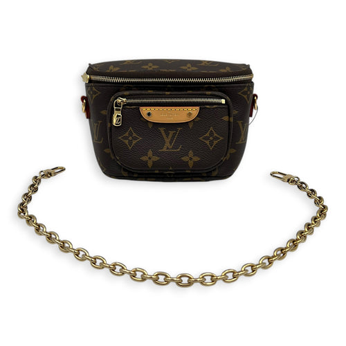 BumBag Belt Bag Mini Brown in Monogram Coated Canvas, Gold hardware
