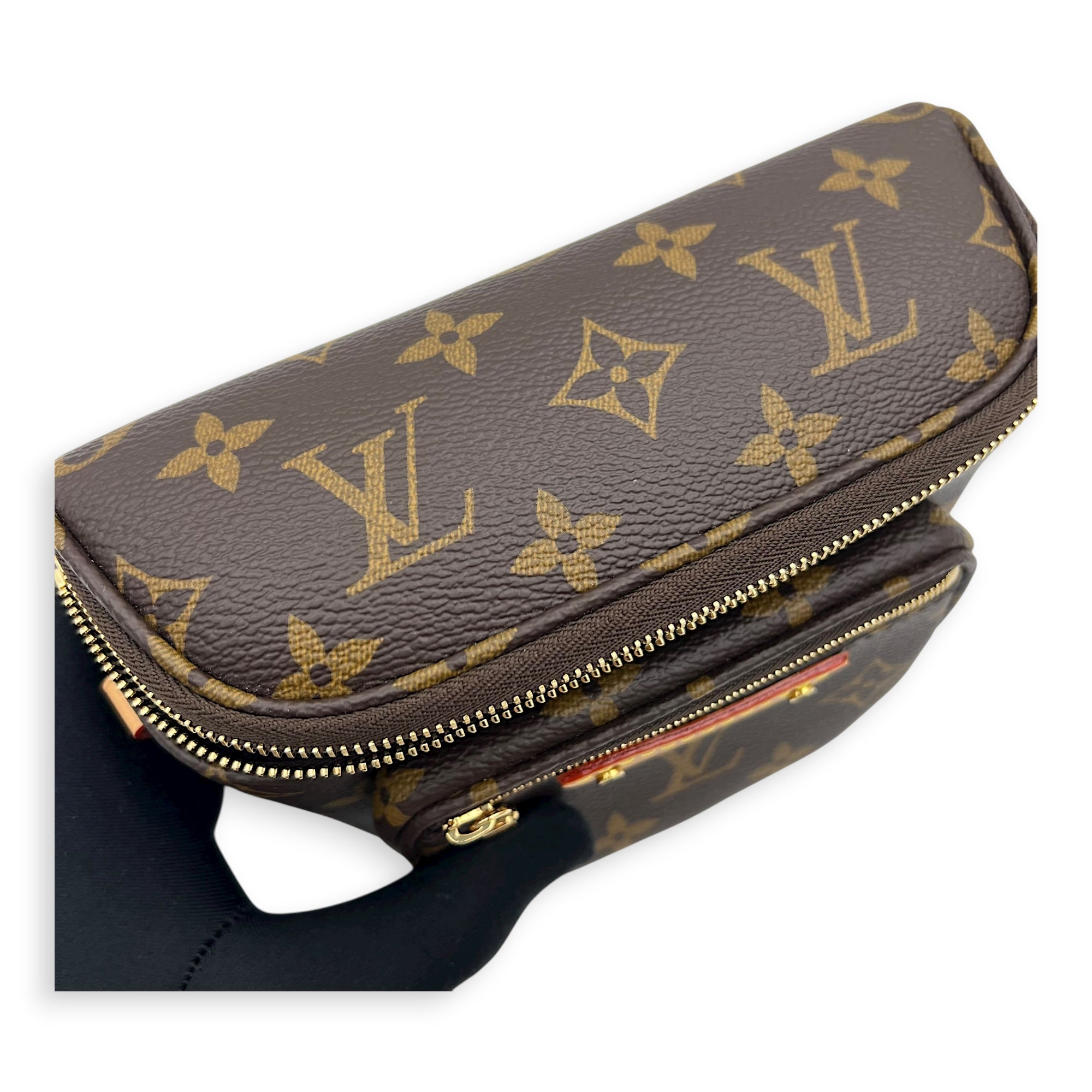 BumBag Belt Bag Mini Brown in Monogram Coated Canvas, Gold hardware