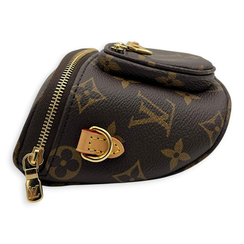BumBag Belt Bag Mini Brown in Monogram Coated Canvas, Gold hardware