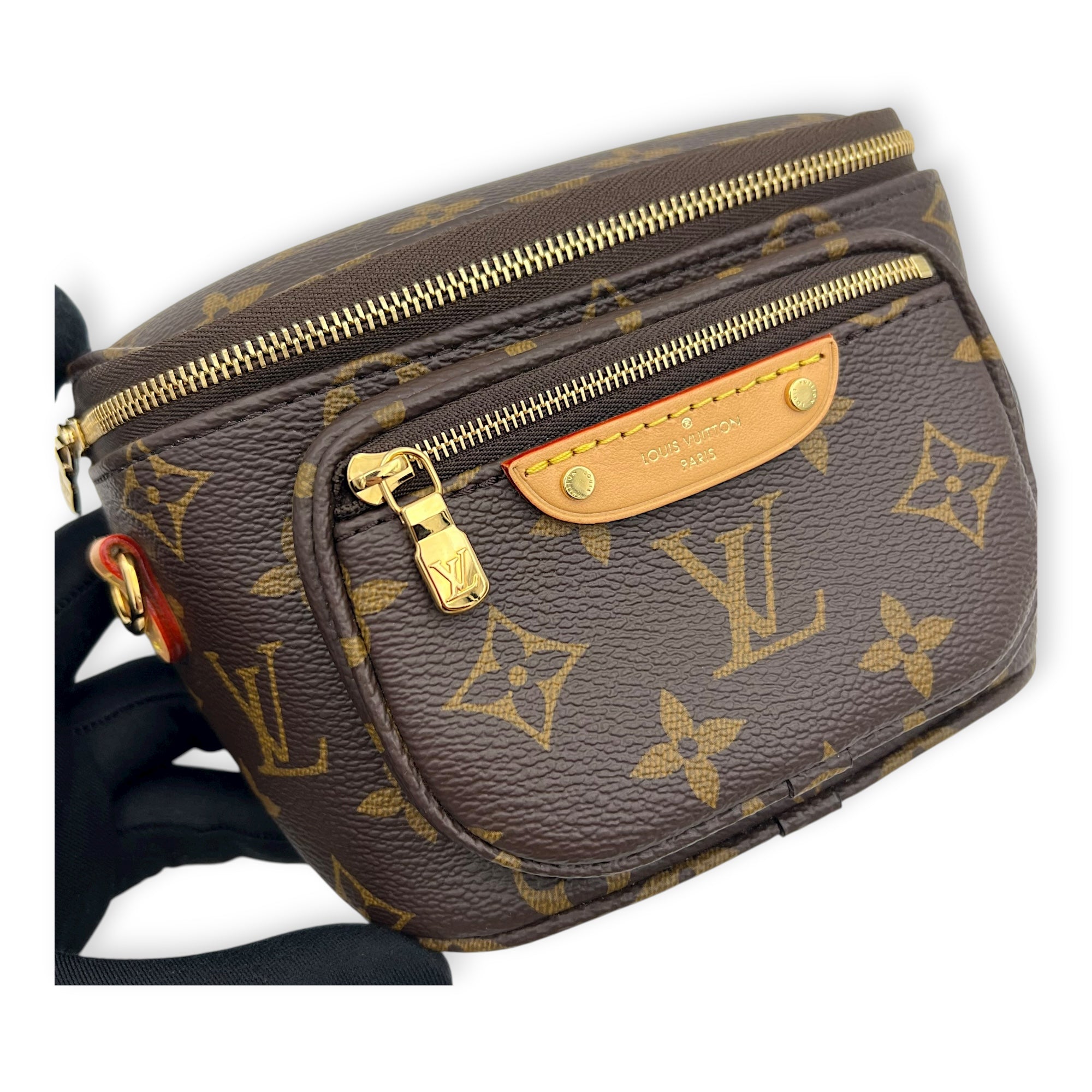 BumBag Belt Bag Mini Brown in Monogram Coated Canvas, Gold hardware