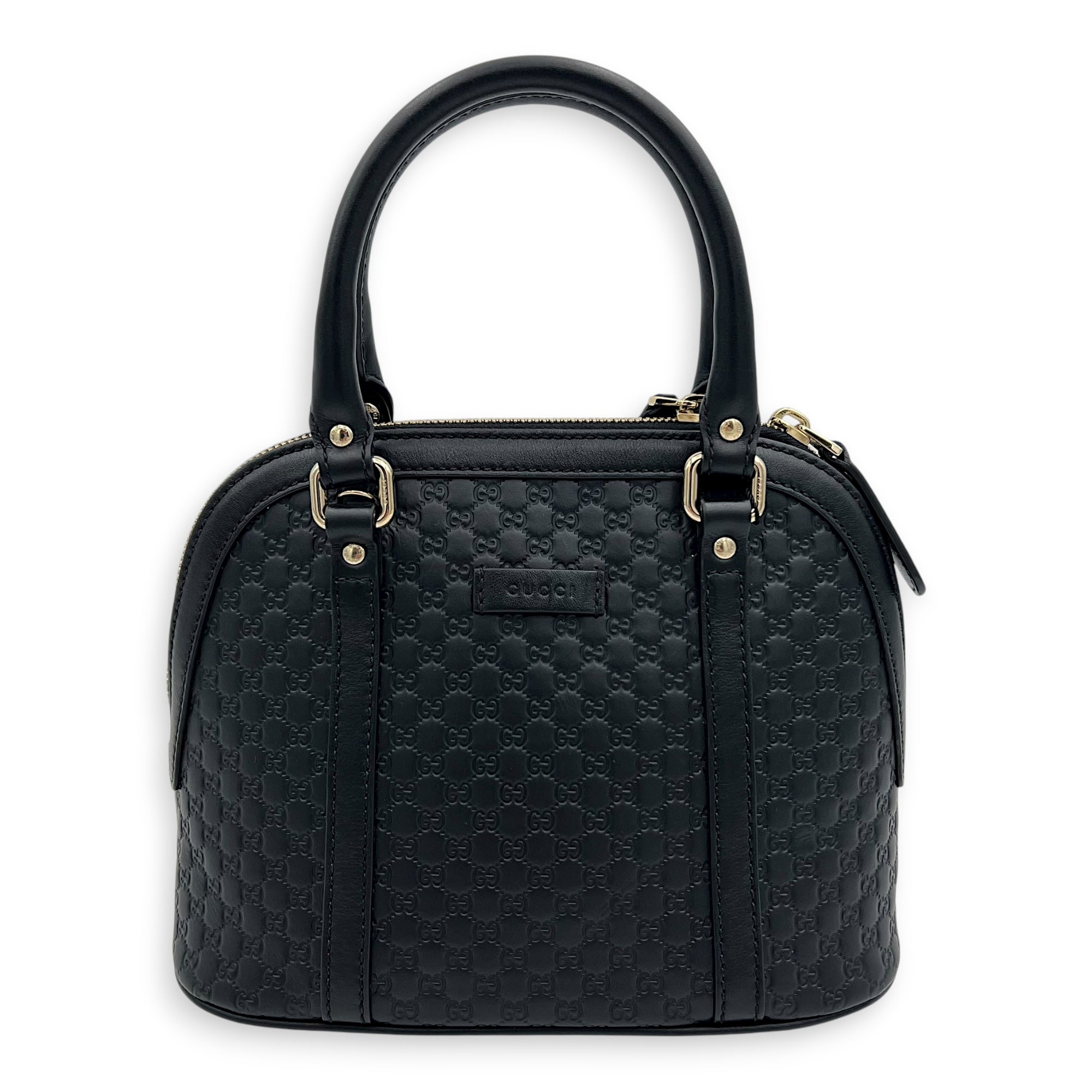 Dome Top Handle Bag Black in Guccissima Leather, Gold hardware