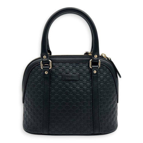 Dome Top Handle Bag Black in Guccissima Leather, Gold hardware