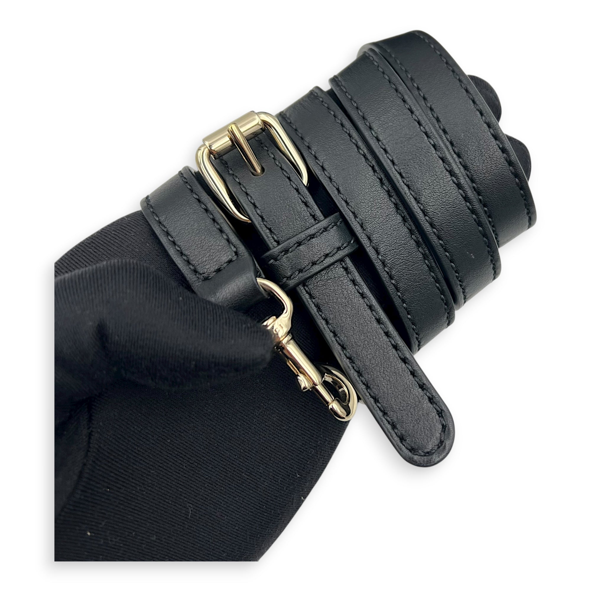 Dome Top Handle Bag Black in Guccissima Leather, Gold hardware