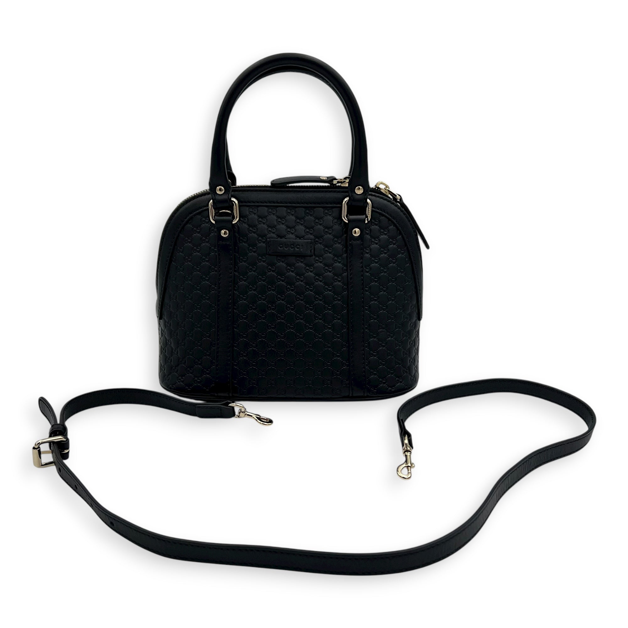 Dome Top Handle Bag Black in Guccissima Leather, Gold hardware