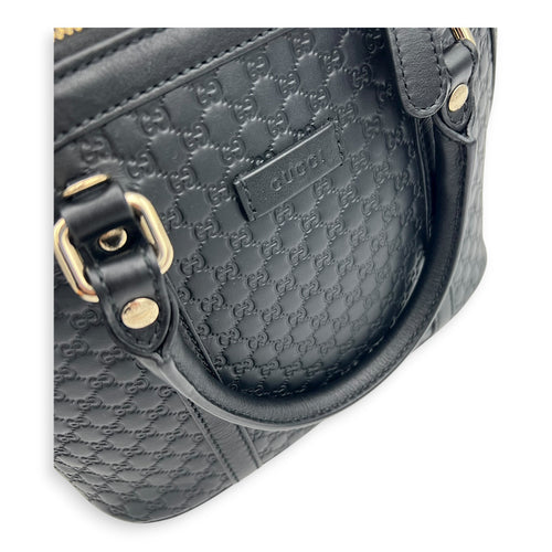 Dome Top Handle Bag Black in Guccissima Leather, Gold hardware