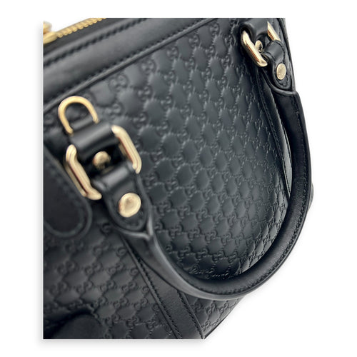 Dome Top Handle Bag Black in Guccissima Leather, Gold hardware