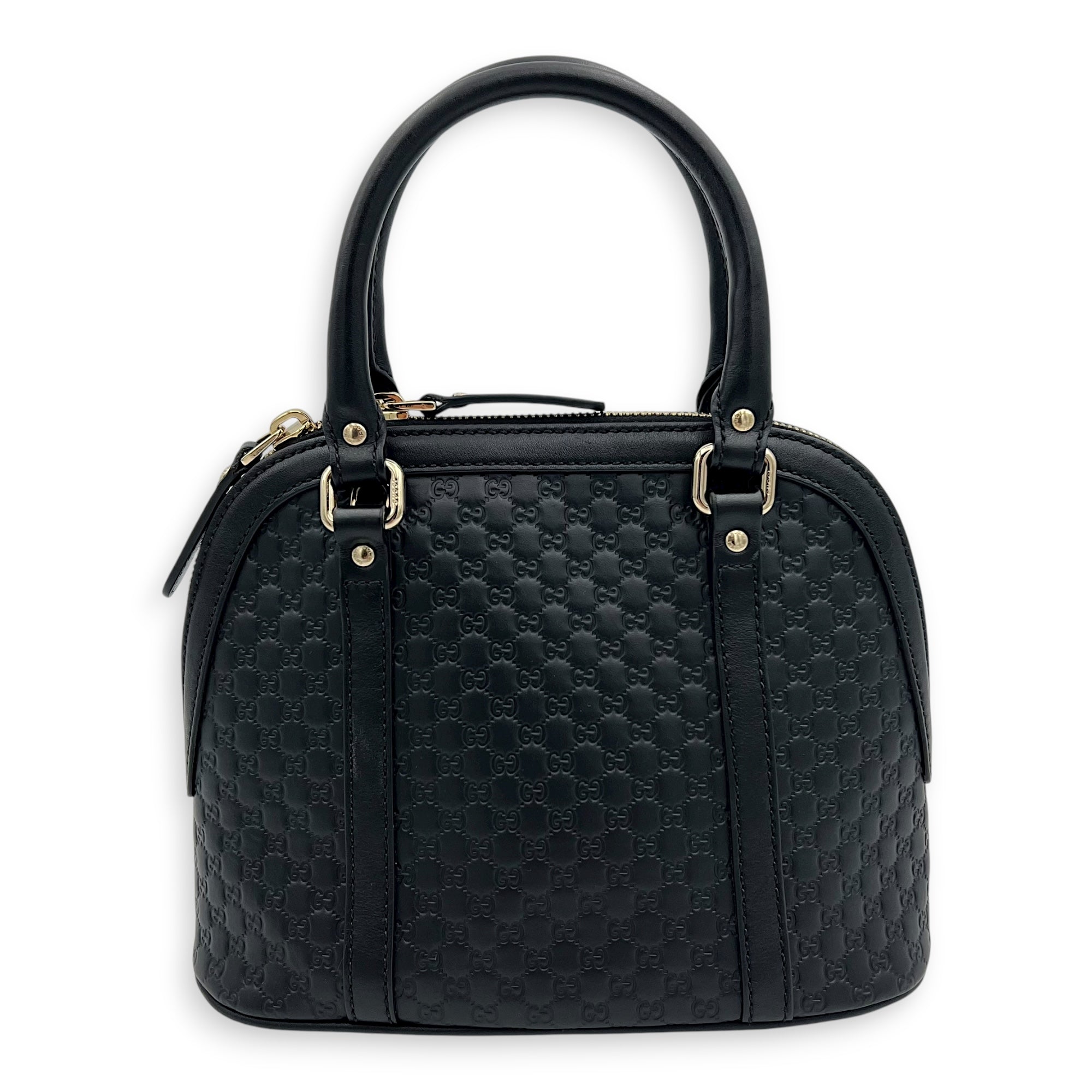 Dome Top Handle Bag Black in Guccissima Leather, Gold hardware