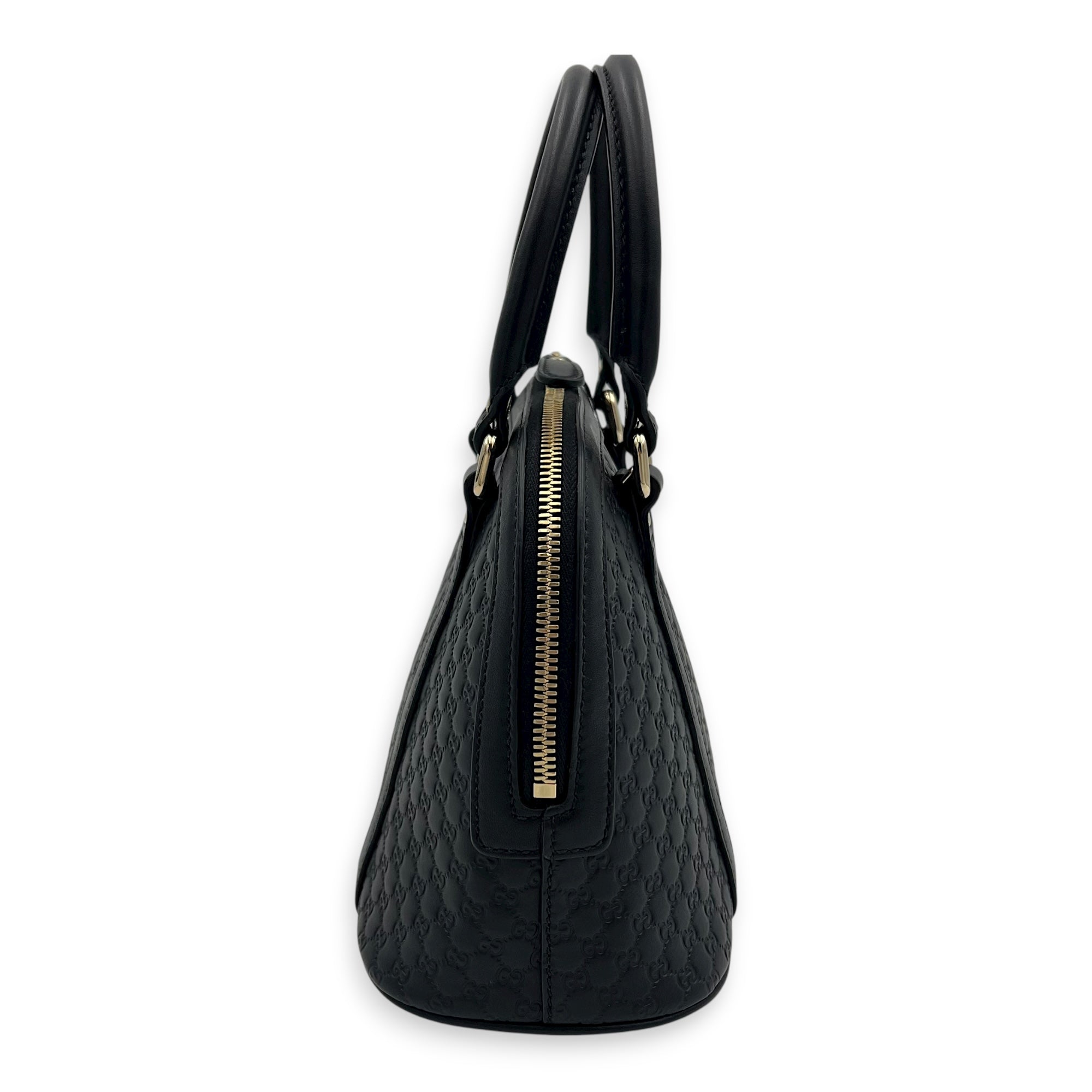 Dome Top Handle Bag Black in Guccissima Leather, Gold hardware