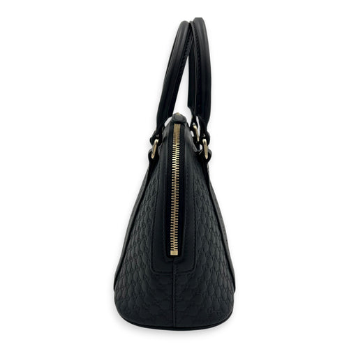 Dome Top Handle Bag Black in Guccissima Leather, Gold hardware