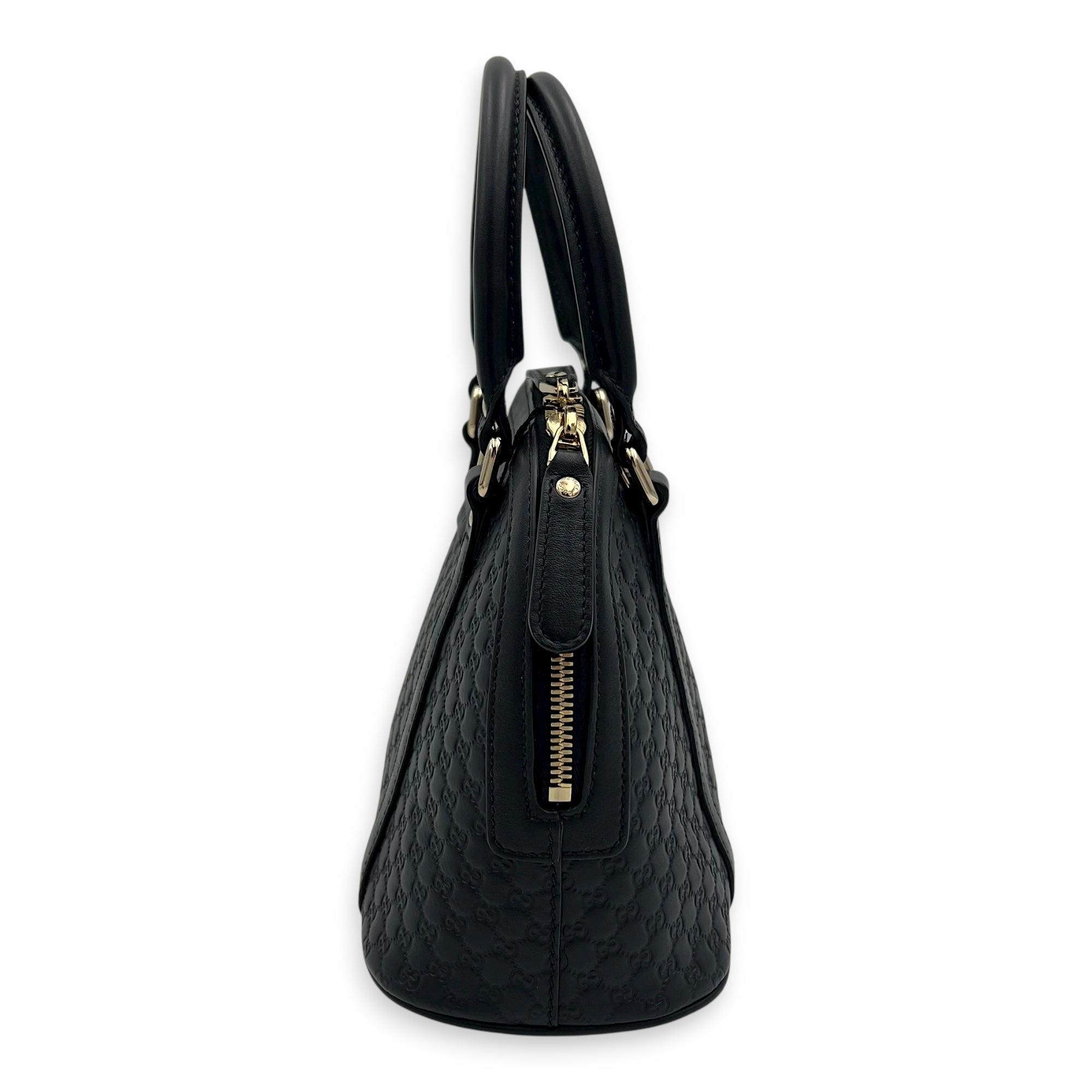Dome Top Handle Bag Black in Guccissima Leather, Gold hardware