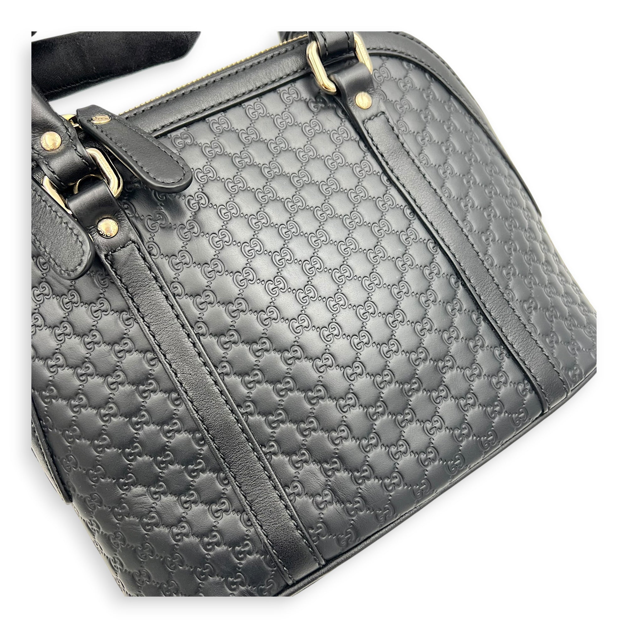 Dome Top Handle Bag Black in Guccissima Leather, Gold hardware