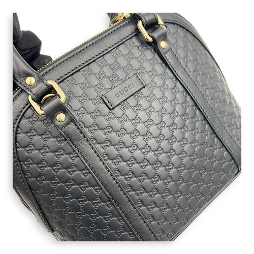 Dome Top Handle Bag Black in Guccissima Leather, Gold hardware