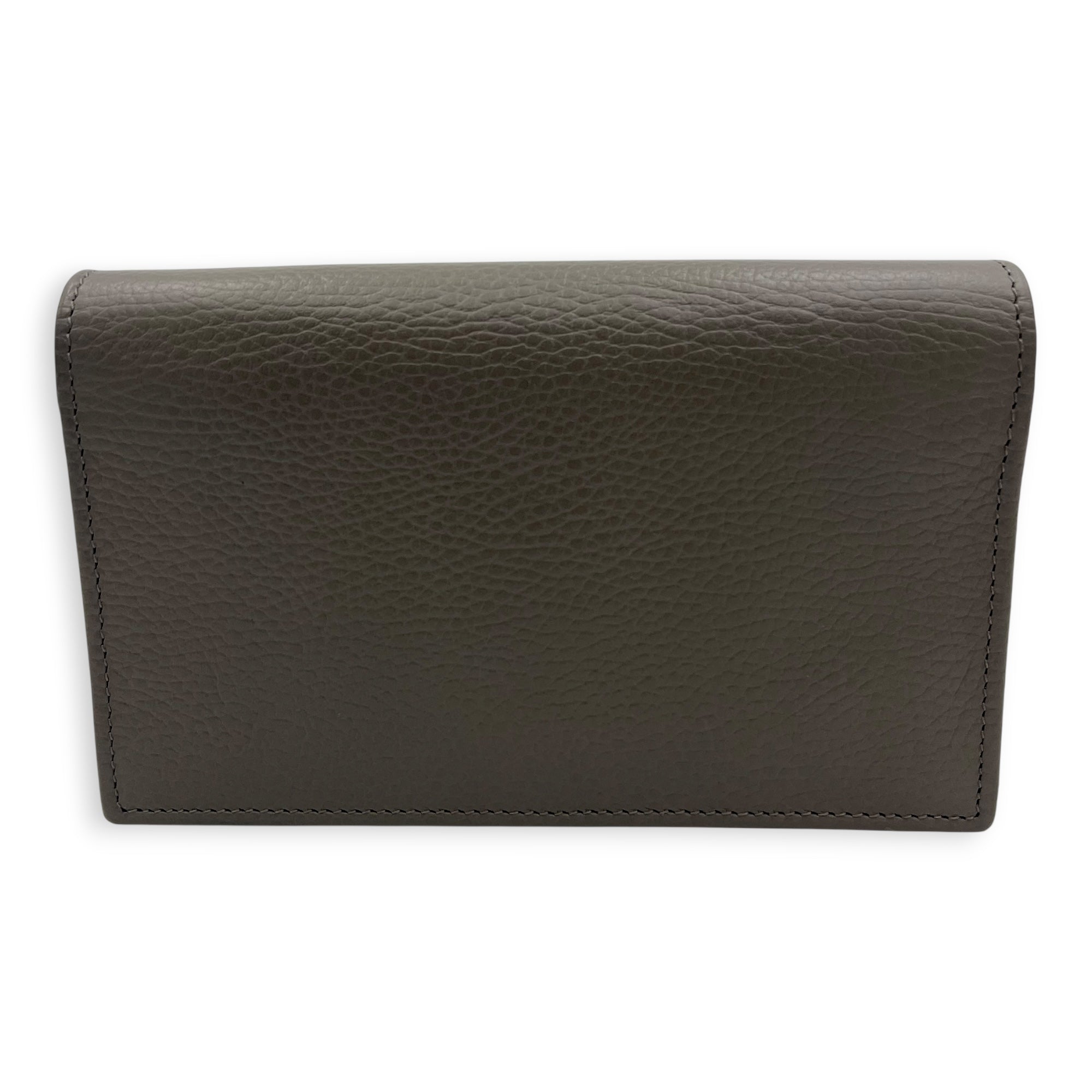 Interlocking G Wallet On Chain Grey in Calfskin, Gold hardware