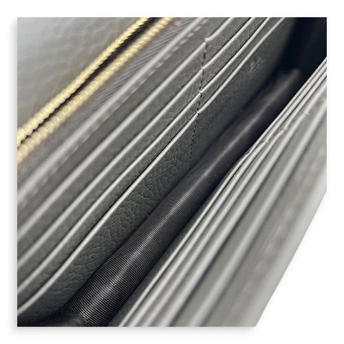 Interlocking G Wallet On Chain Grey in Calfskin, Gold hardware