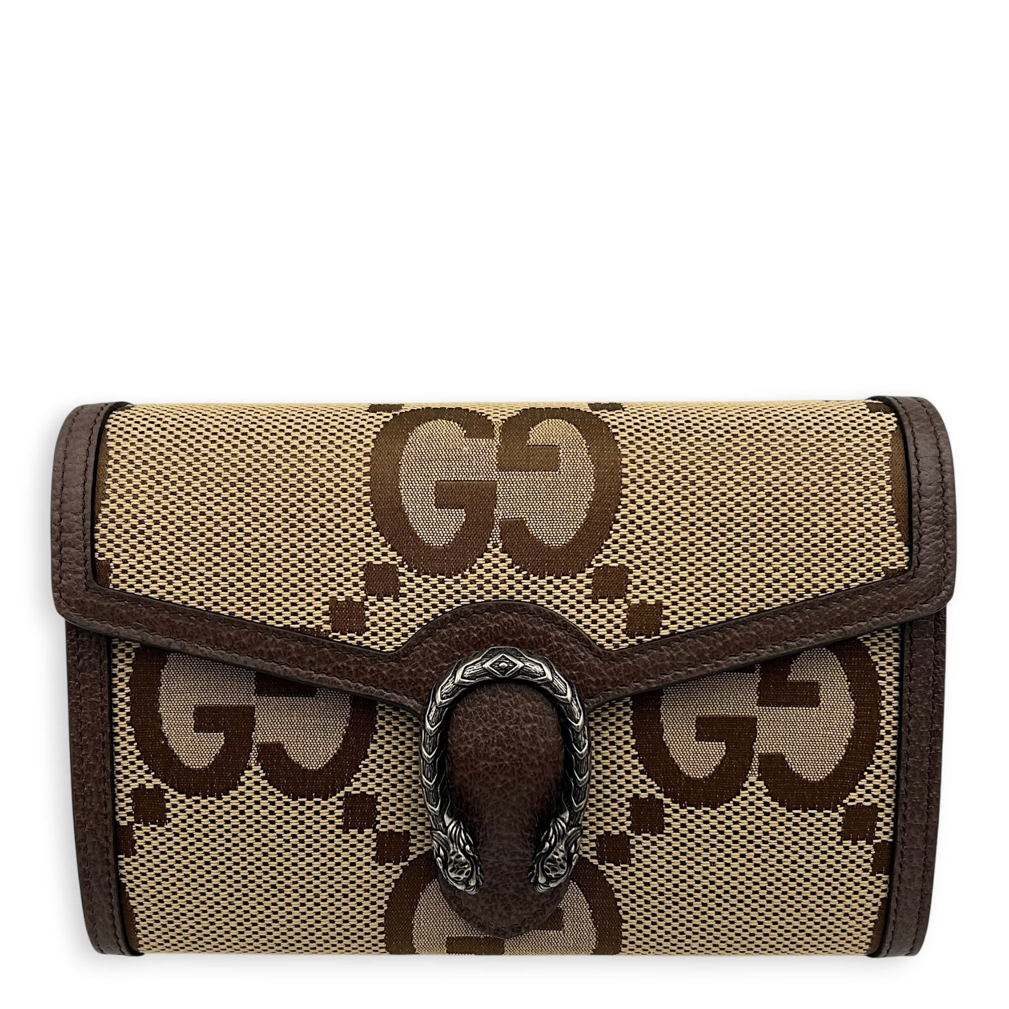 Dionysus Wallet On Chain Brown in Canvas, Silver hardware