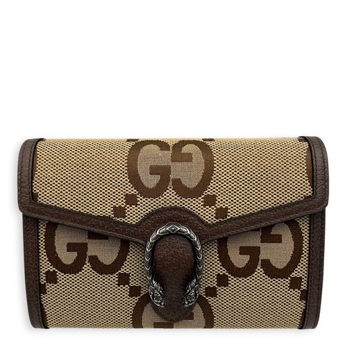 Dionysus Wallet On Chain Brown in Canvas, Silver hardware