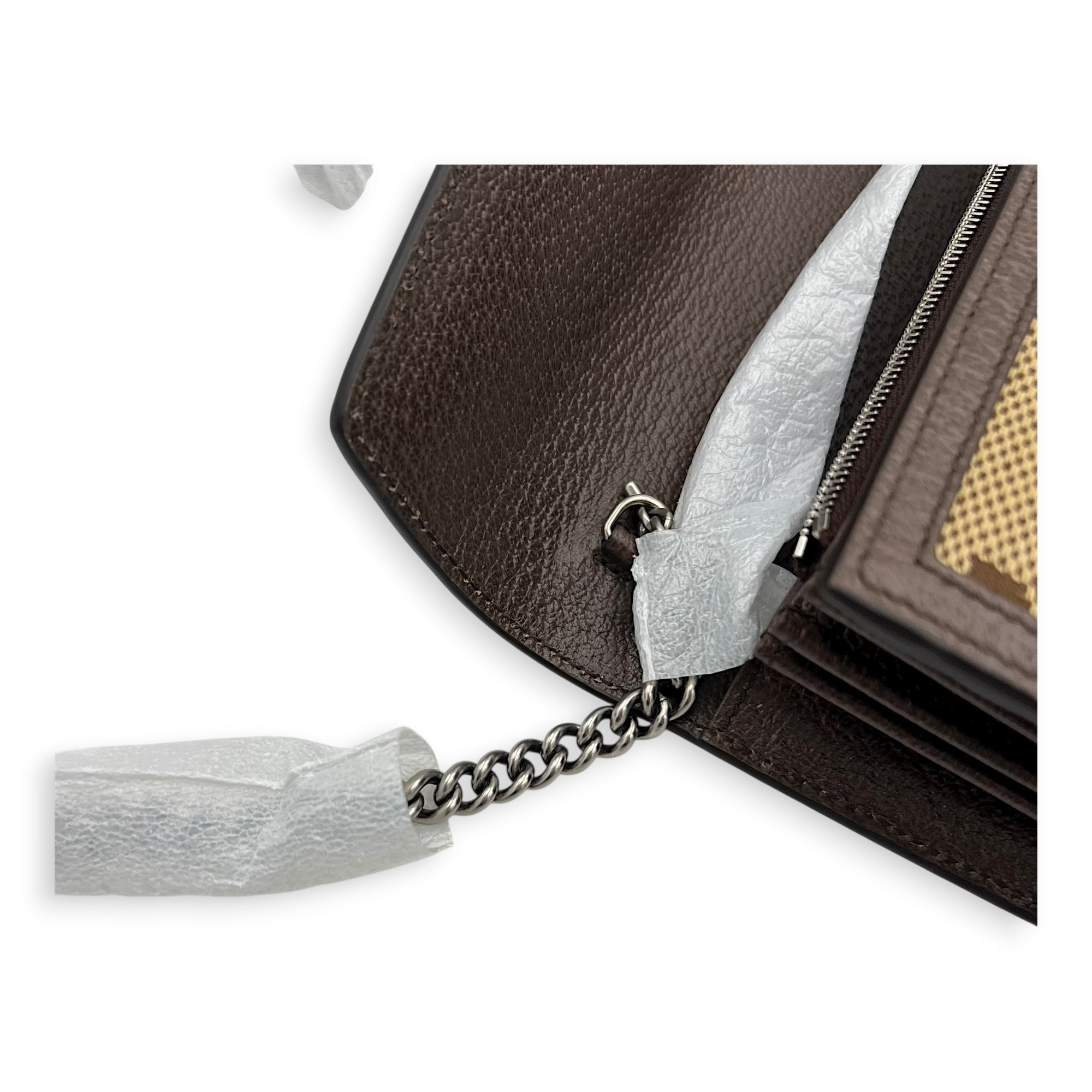 Dionysus Wallet On Chain Brown in Canvas, Silver hardware