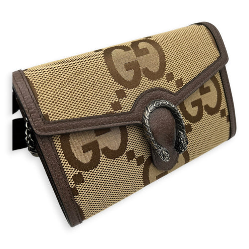 Dionysus Wallet On Chain Brown in Canvas, Silver hardware