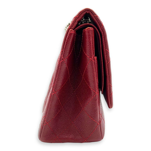 2.55 Shoulder Bag Red in Caviar Leather, Ruthenium hardware