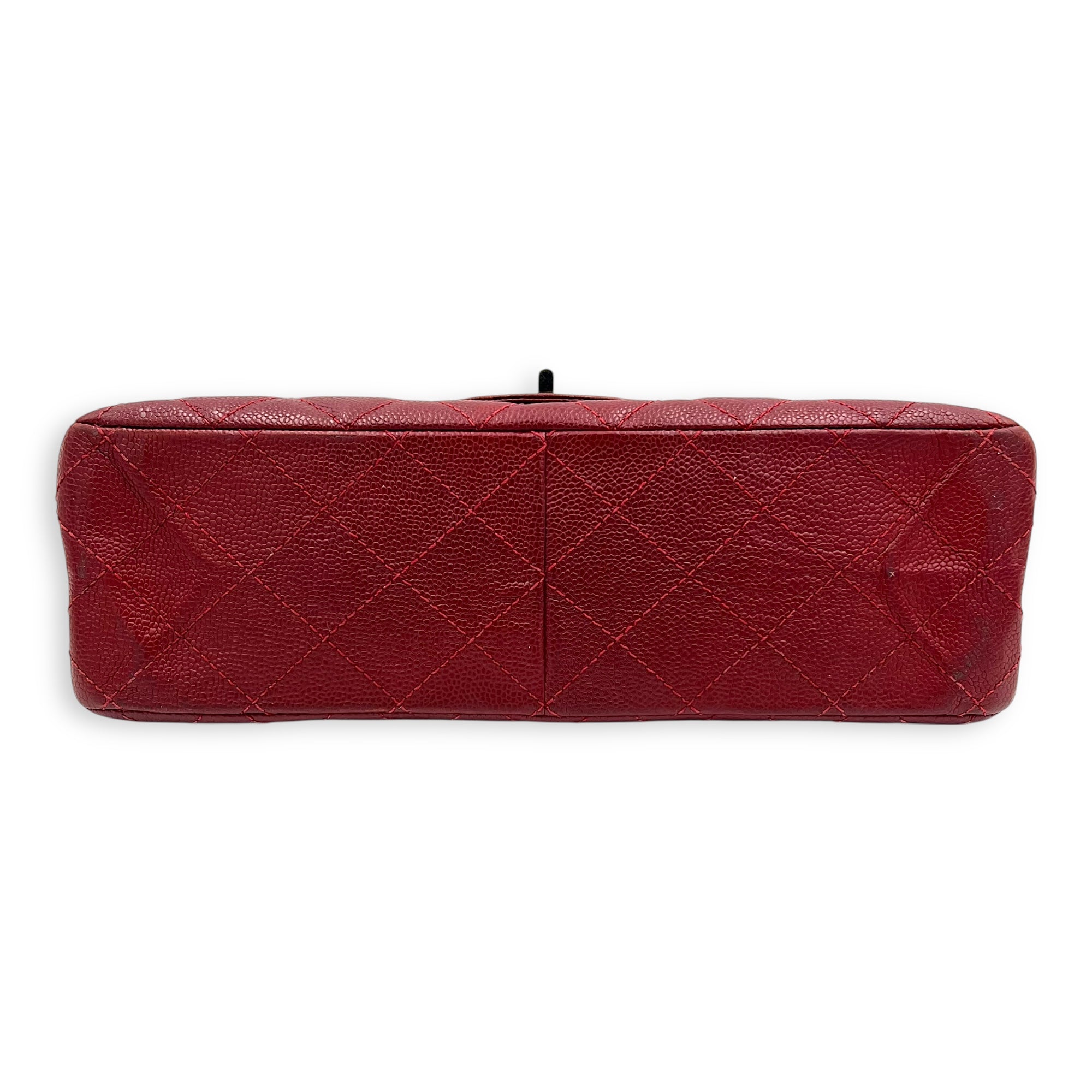 2.55 Shoulder Bag Red in Caviar Leather, Ruthenium hardware