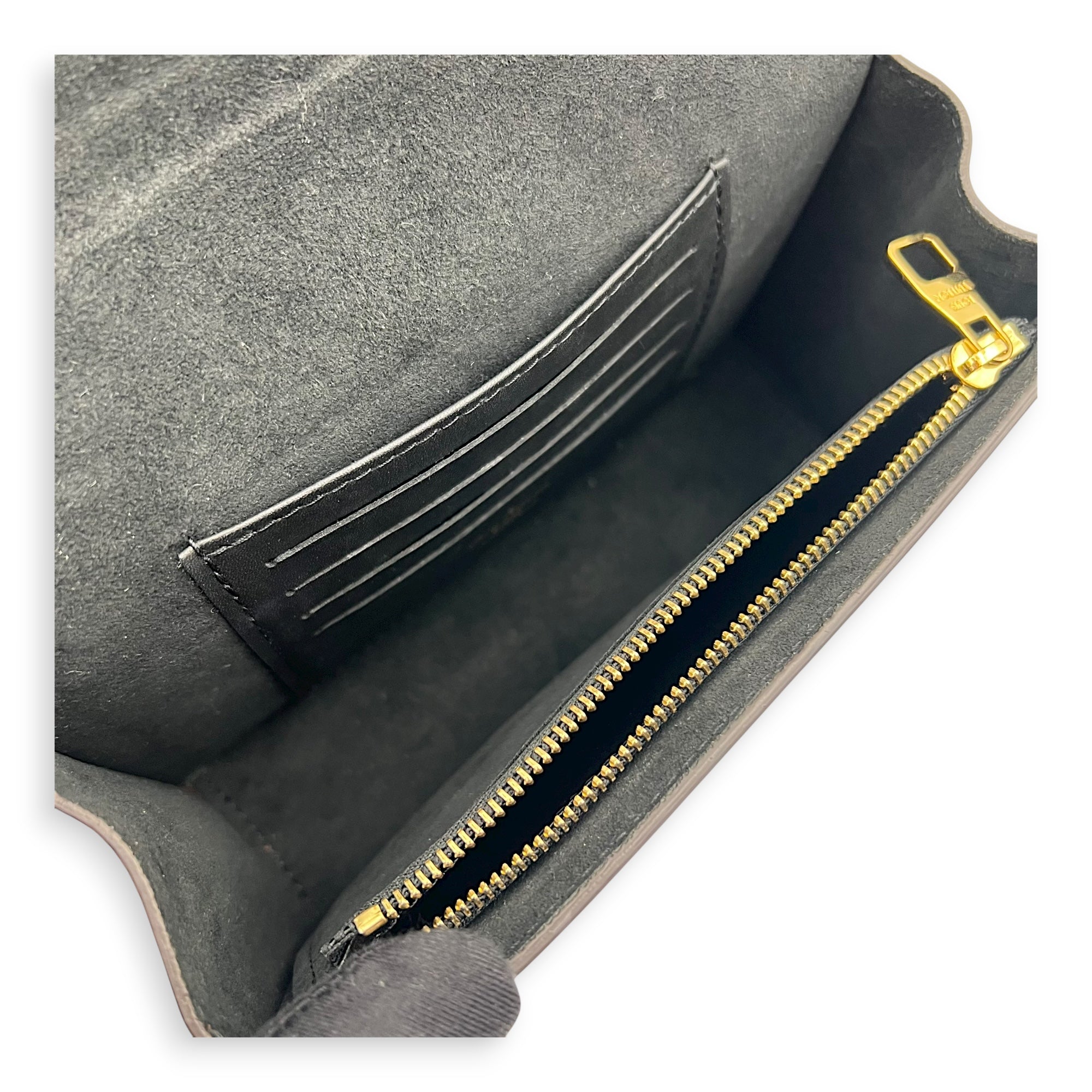 Dauphine Wallet On Chain Brown in Monogram Coated Canvas, Gold hardware