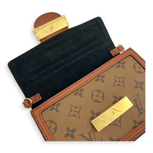 Dauphine Wallet On Chain Brown in Monogram Coated Canvas, Gold hardware