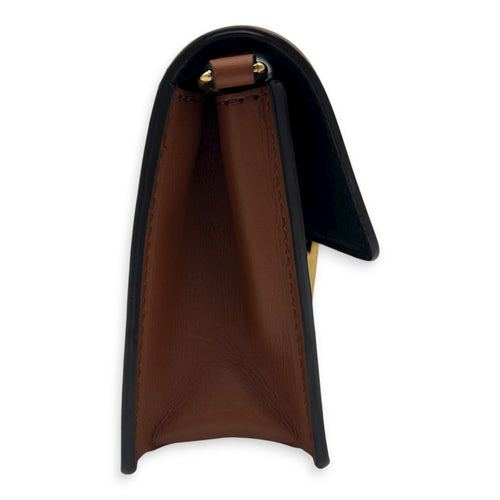 Dauphine Wallet On Chain Brown in Monogram Coated Canvas, Gold hardware