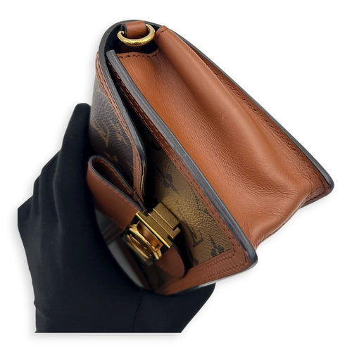 Dauphine Wallet On Chain Brown in Monogram Coated Canvas, Gold hardware