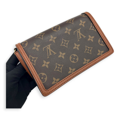 Dauphine Wallet On Chain Brown in Monogram Coated Canvas, Gold hardware