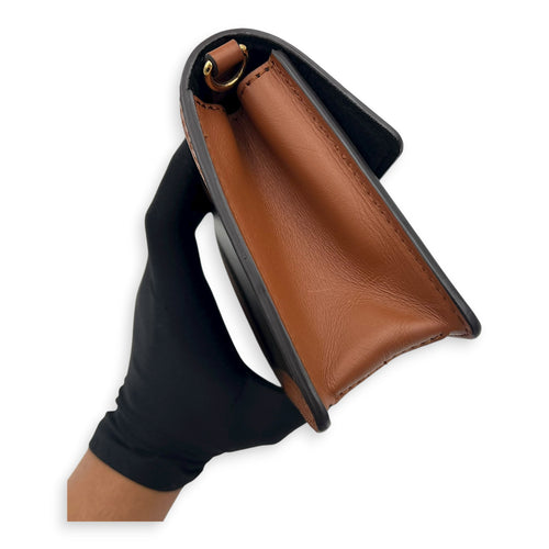 Dauphine Wallet On Chain Brown in Monogram Coated Canvas, Gold hardware