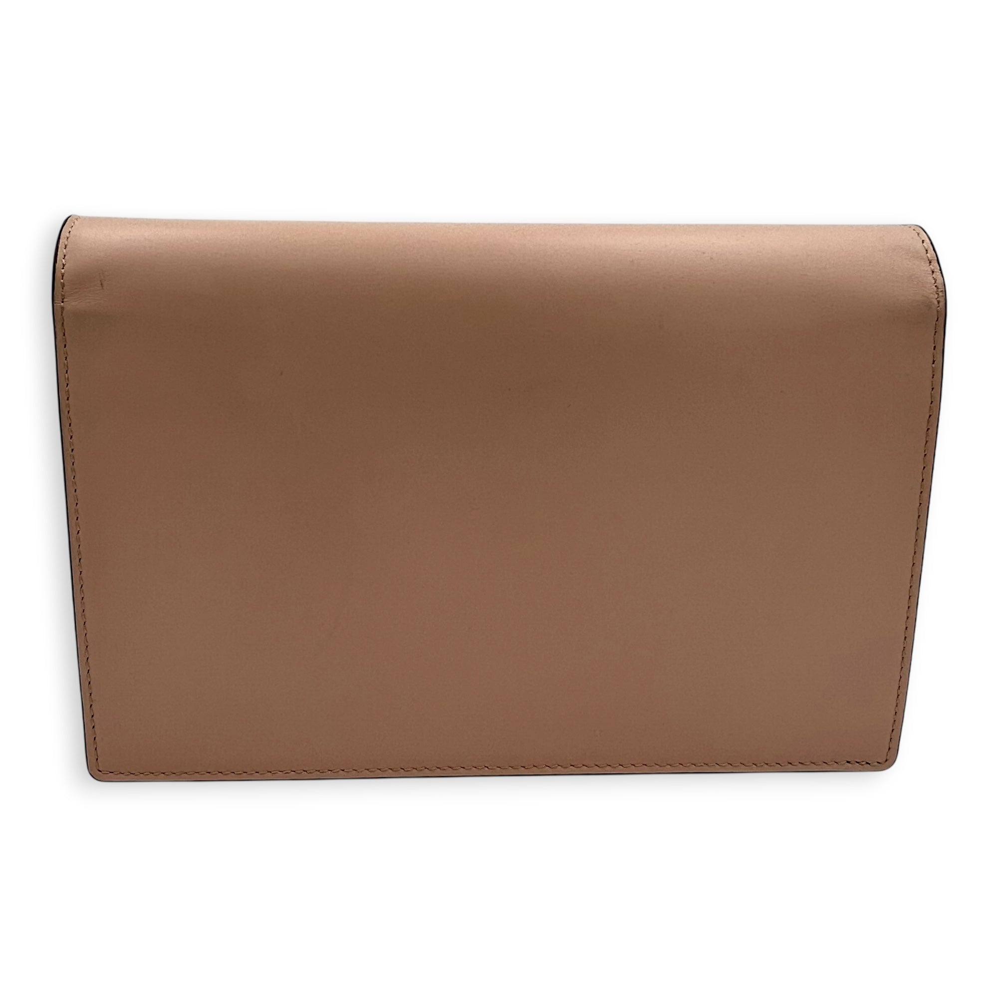 Logo Wallet On Chain Beige in Calfskin, Gold hardware