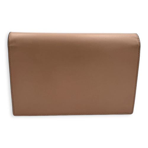 Logo Wallet On Chain Beige in Calfskin, Gold hardware