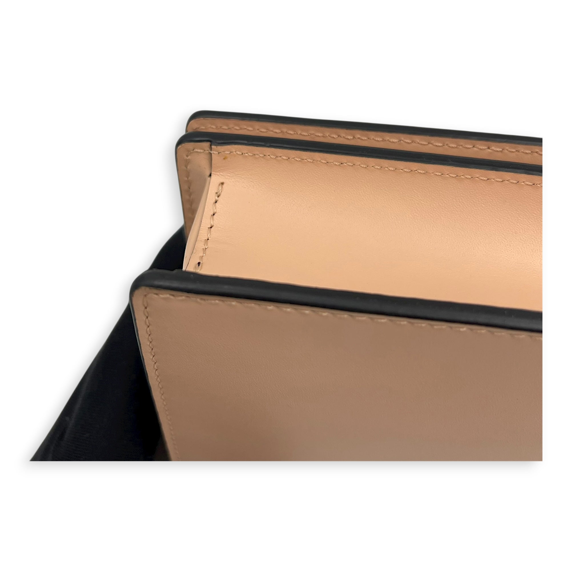 Logo Wallet On Chain Beige in Calfskin, Gold hardware