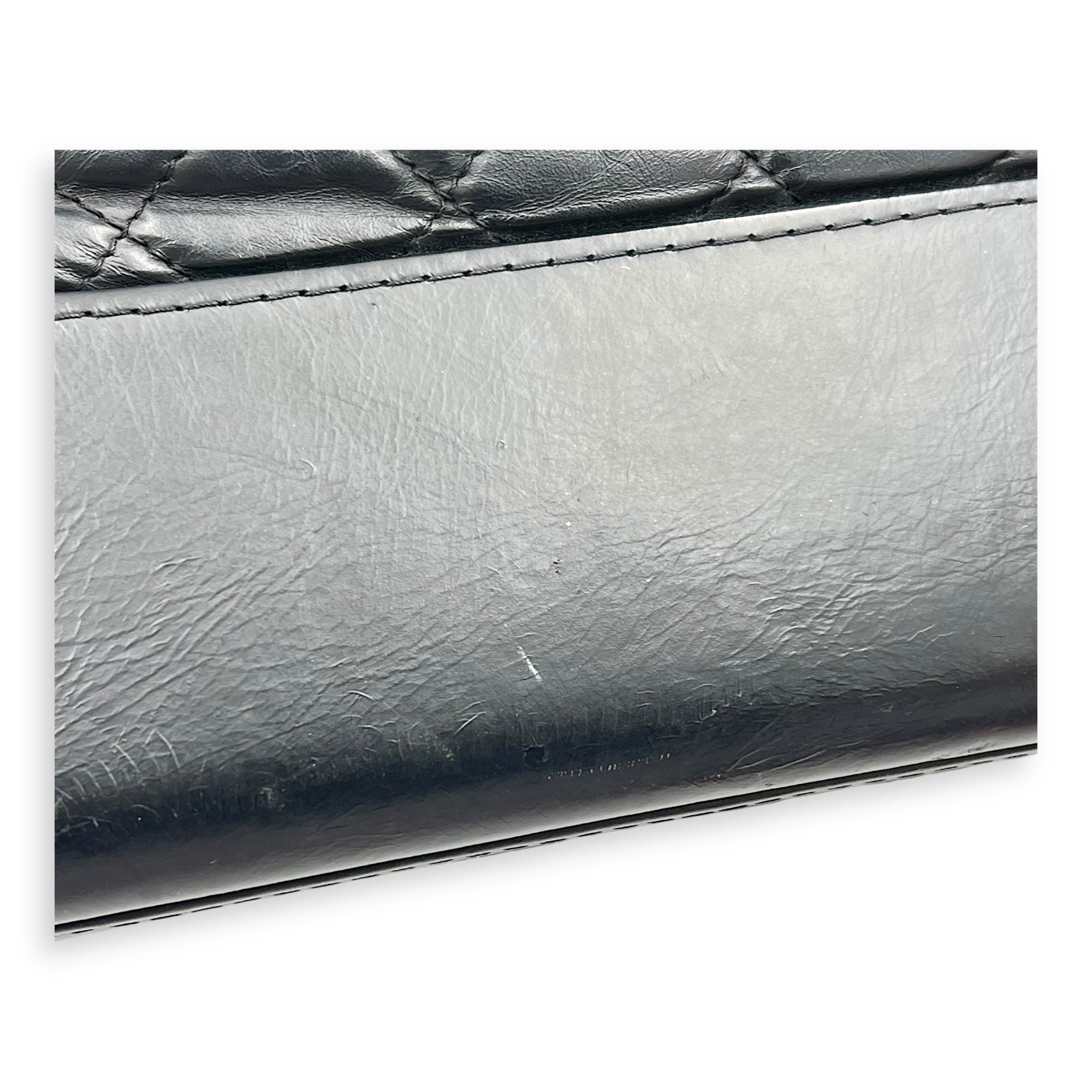 Gabrielle Medium Black Crossbody Bag in Calfskin, Mixed hardware