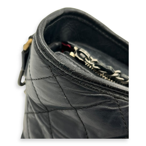 Gabrielle Medium Black Crossbody Bag in Calfskin, Mixed hardware