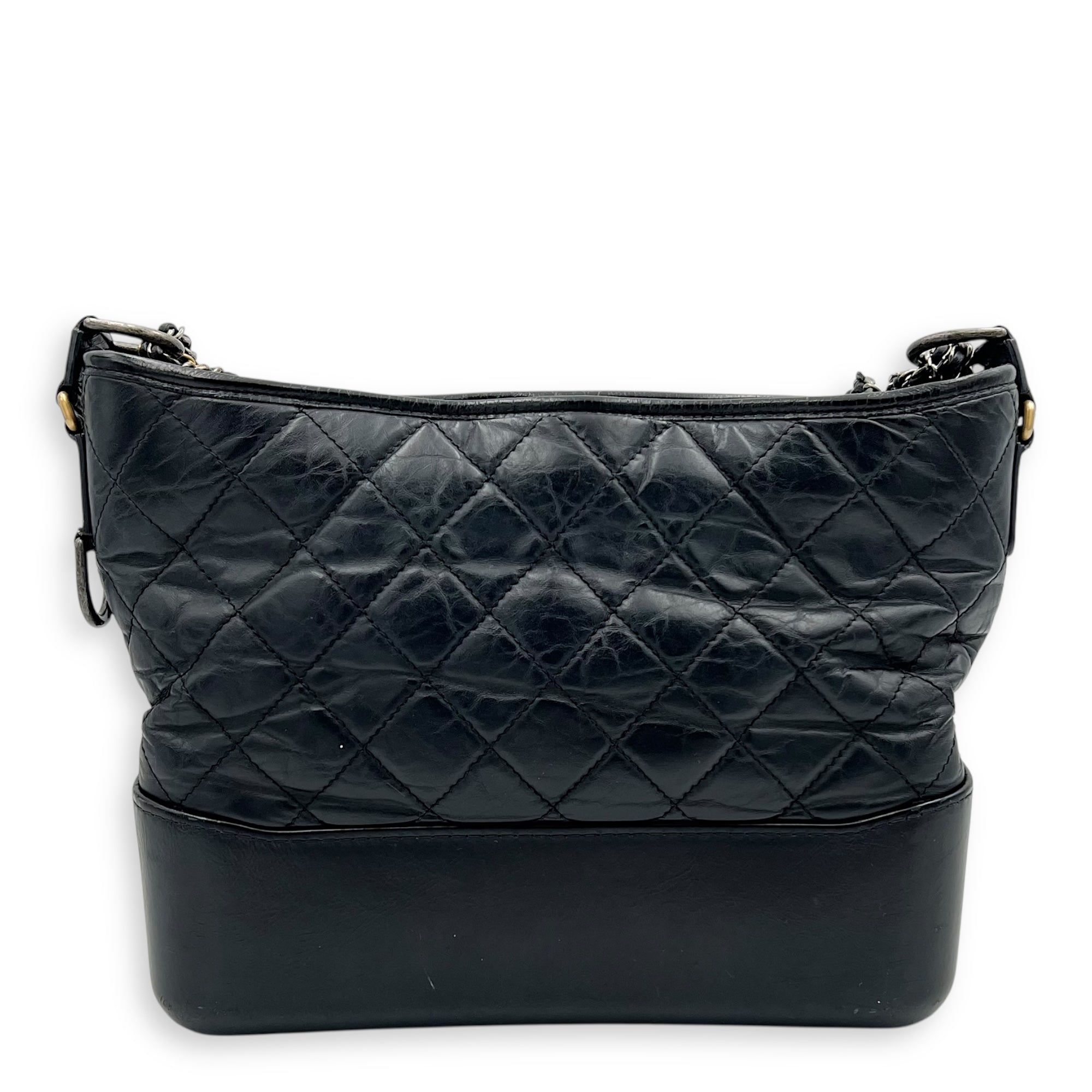 Gabrielle Medium Black Crossbody Bag in Calfskin, Mixed hardware