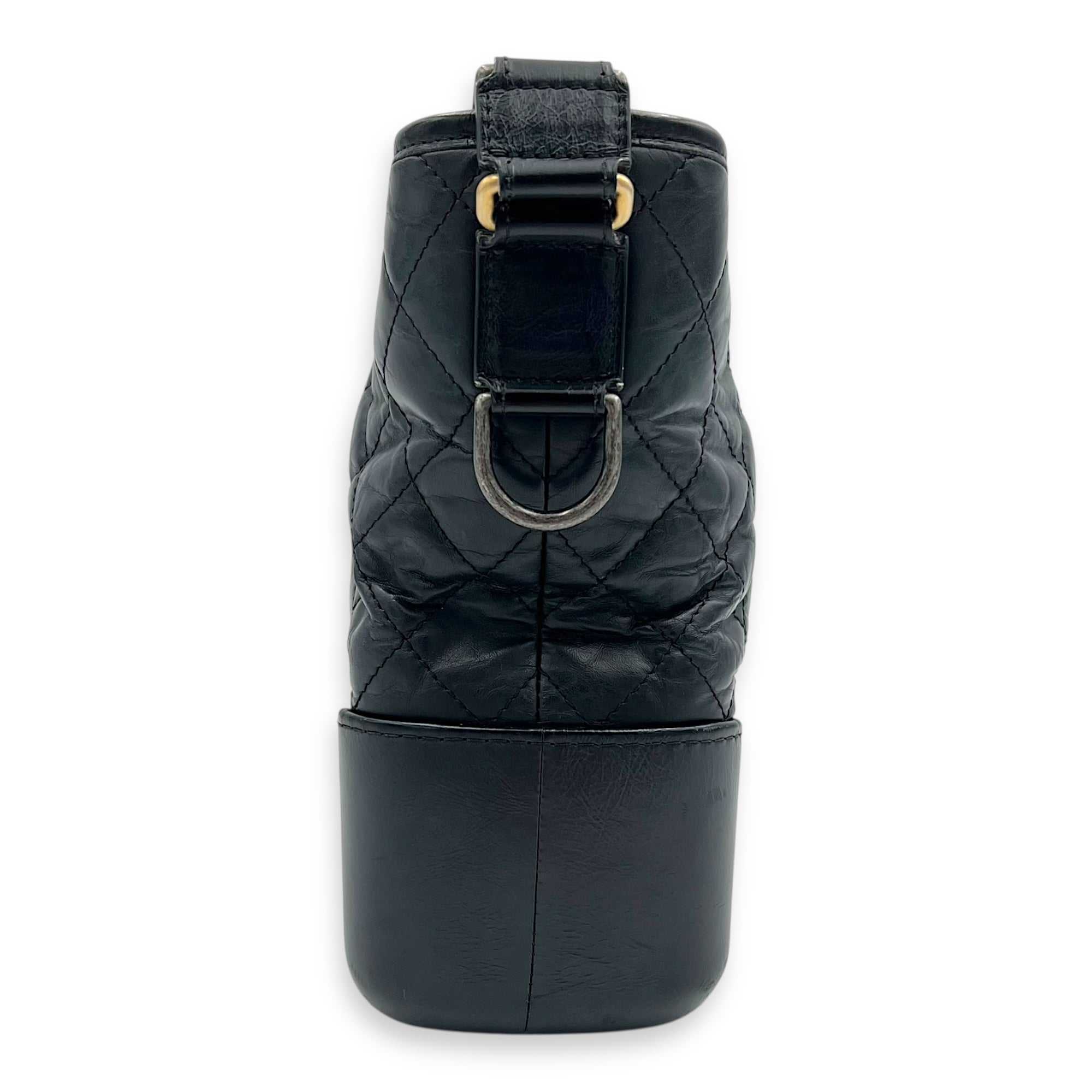 Gabrielle Medium Black Crossbody Bag in Calfskin, Mixed hardware