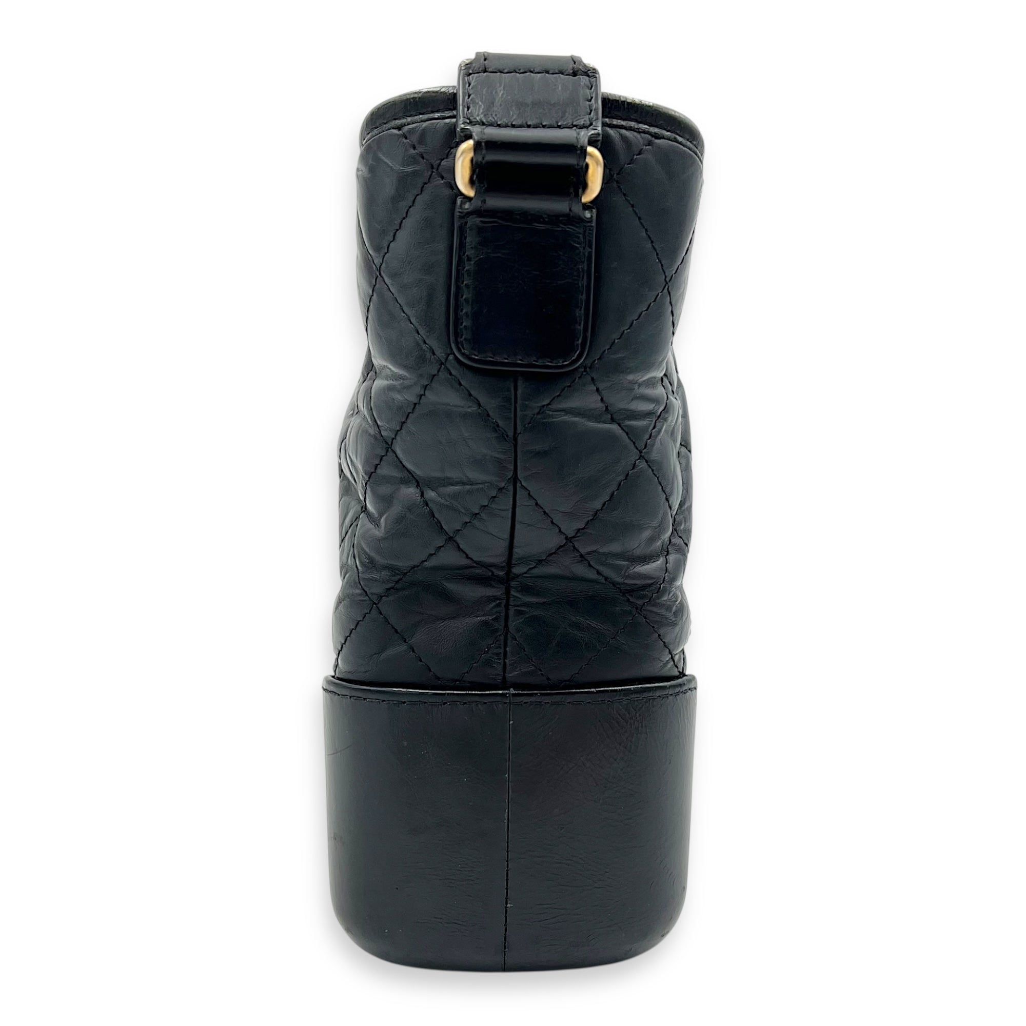 Gabrielle Medium Black Crossbody Bag in Calfskin, Mixed hardware