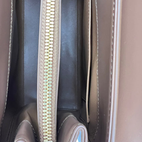 16 Top Handle Bag Brown in Calfskin, Gold hardware