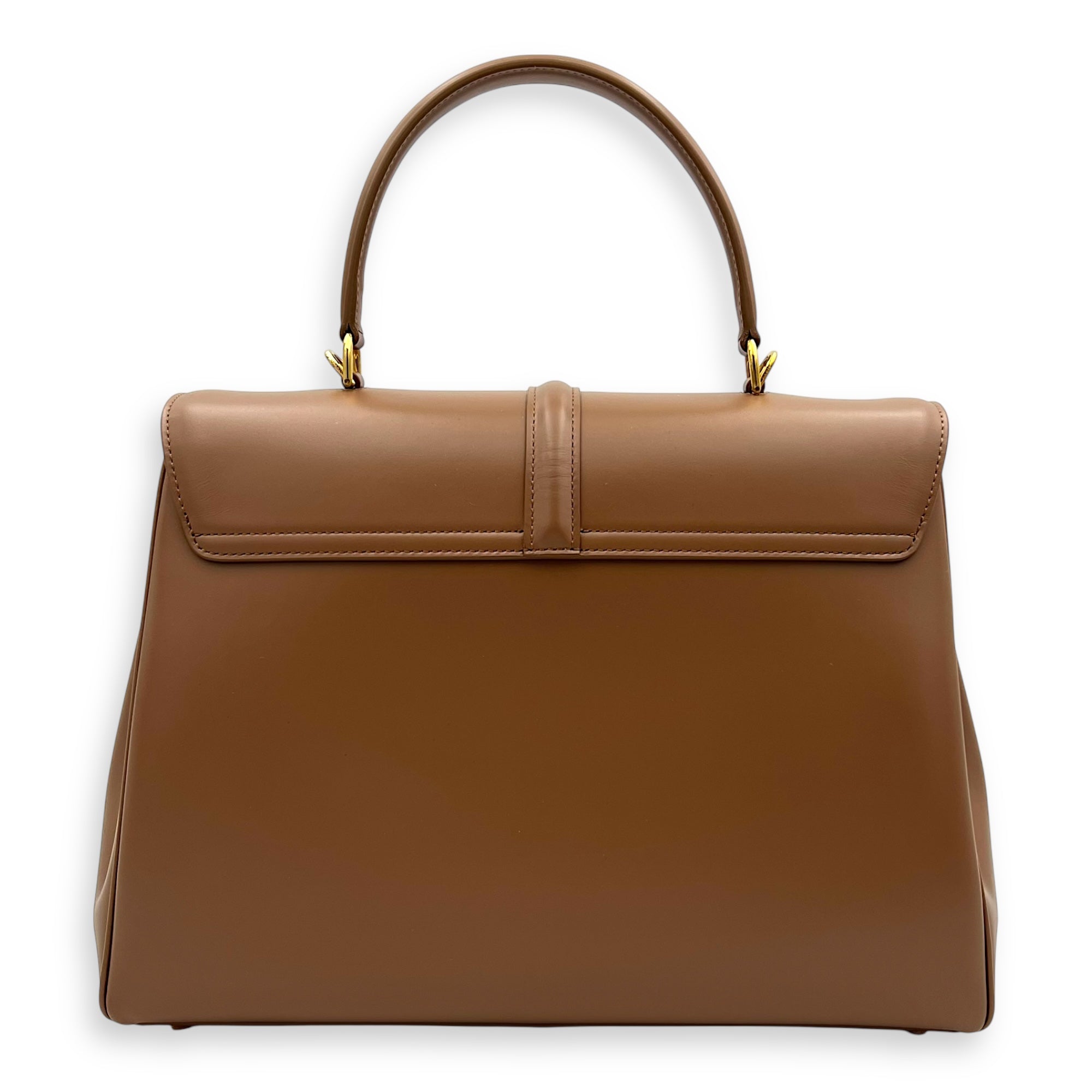 16 Top Handle Bag Brown in Calfskin, Gold hardware