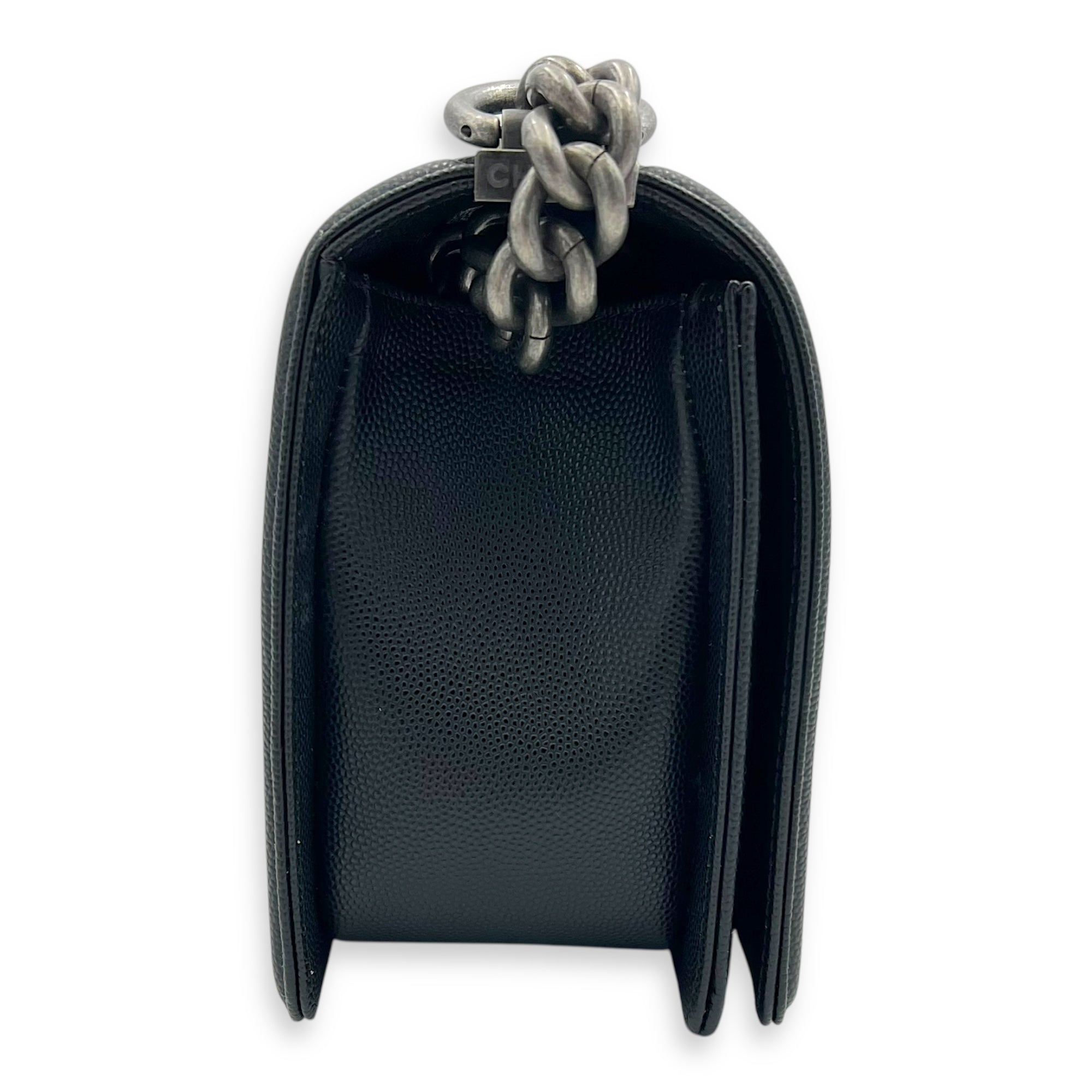 Boy Crossbody Bag Medium Black in Caviar Leather, Ruthenium hardware