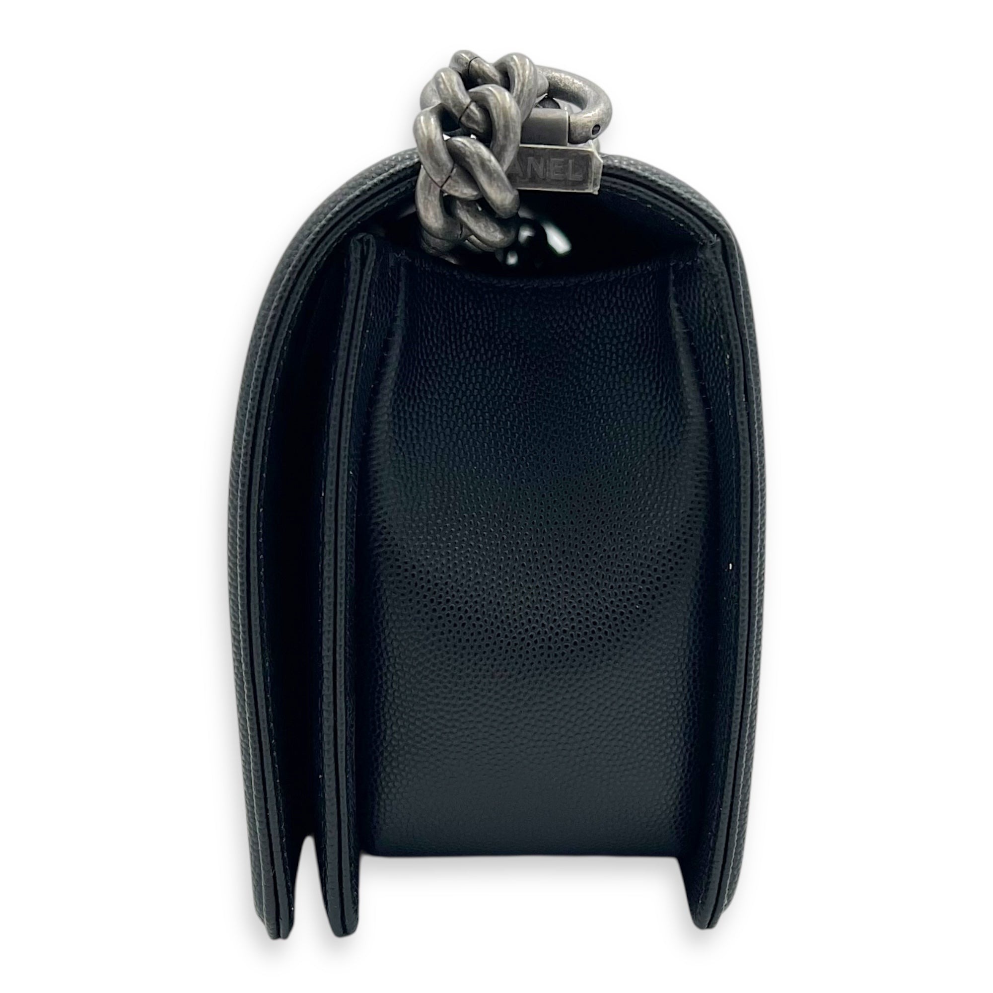 Boy Crossbody Bag Medium Black in Caviar Leather, Ruthenium hardware