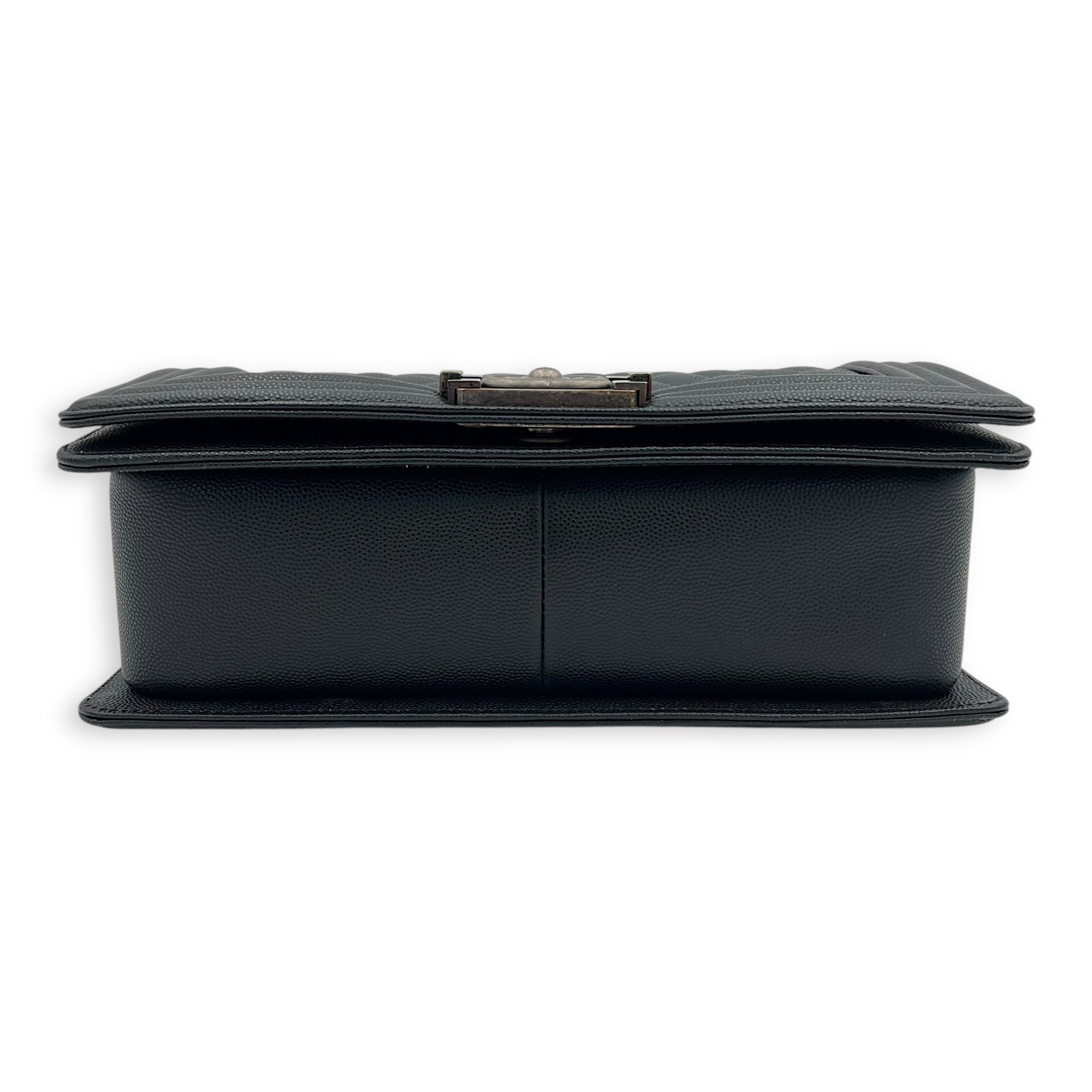 Boy Crossbody Bag Medium Black in Caviar Leather, Ruthenium hardware