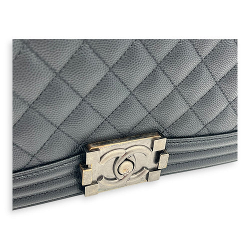 Boy Crossbody Bag Medium Black in Caviar Leather, Ruthenium hardware