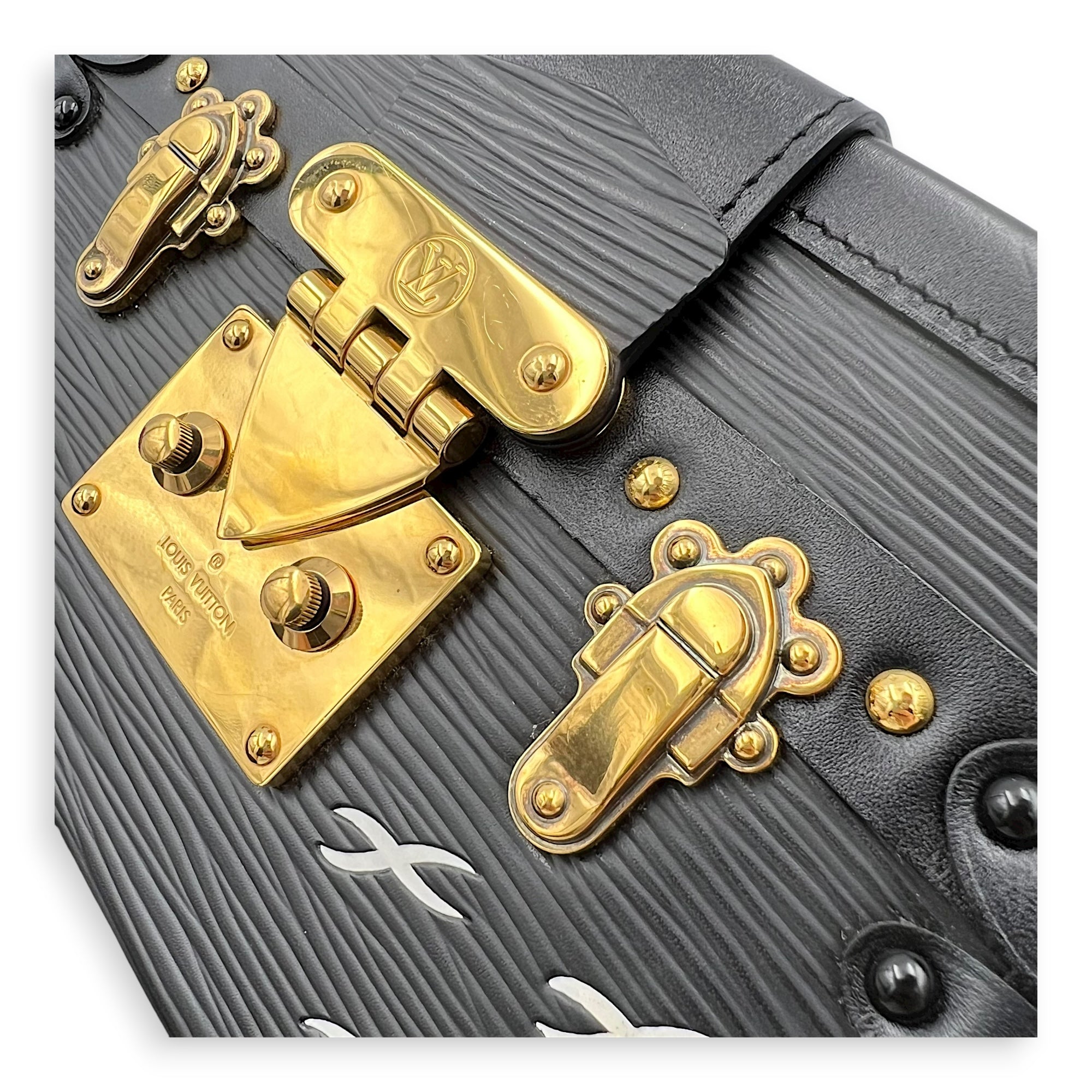 Petite Malle Crossbody Bag PM Black in Epi Leather, Gold hardware